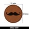 Handlebar Mustache Moustache Silhouette Round Iron-On Engraved Faux Leather Patch Applique - 2.5"